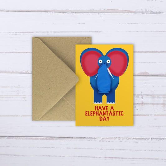 Elephantastic trunk balloon card | yellow