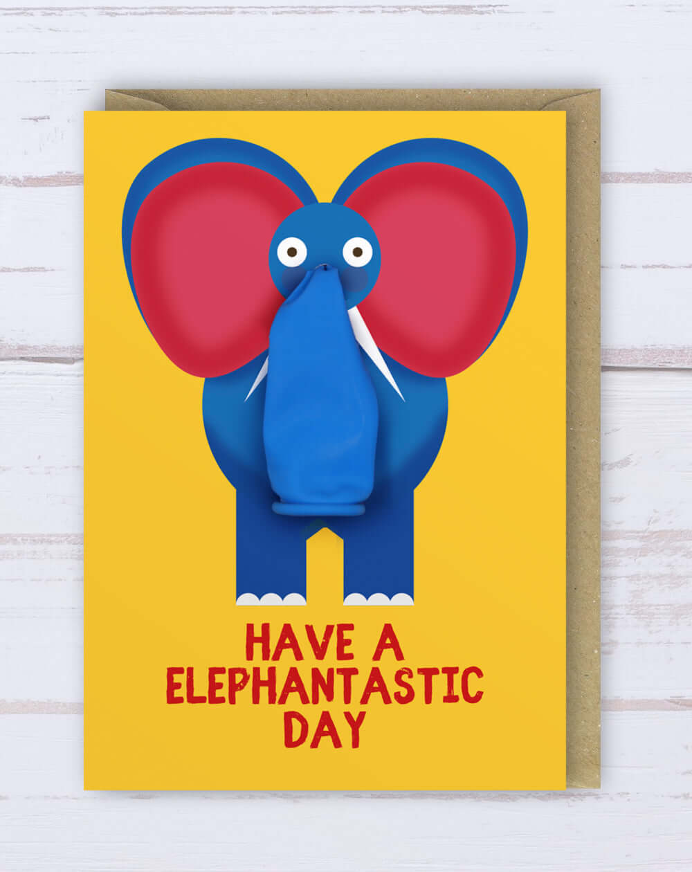 Elephantastic trunk balloon card | yellow